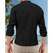economico Camicie Popover da Uomo-Per uomo Camicia Camicia popover Camicia Estiva Camicia casual Camicia da Spiaggia Nero Bianco Giallo Blu marino Azzurro cielo Manica Lunga Semplice Colletto alla coreana Vacanza Camicia hawaiana