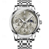 economico Orologi al quarzo-il nuovo orologio da lavoro con bracciale in acciaio inossidabile olevs con calendario luminoso, piccolo orologio al quarzo multifunzionale da 24 ore, tre lancette, orologio da polso sportivo da uomo