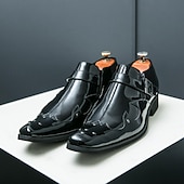 economico Formale-scarpe eleganti da uomo in pelle nera con cinturino alla caviglia – calzature formali da ufficio per matrimoni, feste e lavoro