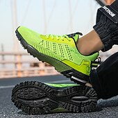 levne Pánské tenisky-Pánské neonově zelené pletené běžecké boty – lehké prodyšné atletické tenisky do posilovny, na trénink a do přírody