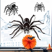 halpa Decals &amp; Stickers-Halloween Window Cling Wall Sticker, Black Spider Glass Stickers, Removable Static Clings for Living Room Window Decoration Halloween Party Home Decor