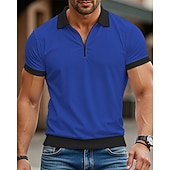 abordables Polo clásico para hombre-Hombre Camisetas polo Polo con media cremallera Ropa Cotidiana Cita Cremallera de un cuarto Manga Corta Moda Básico Bloque de color Retazos Cremallera Verano Ajuste regular Negro Blanco Azul Real