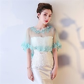 abordables Chal de Capa-Chaquetas de bolero de encaje para novia, boda, chal, fiesta formal, graduación, noche, capa para novia, dama de honor, encogimiento de hombros