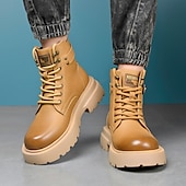 abordables Bottes de travail-Bottines décontractées marron clair pour homme avec fermeture éclair – bottes tendance en similicuir pour les aventures en plein air et les tenues décontractées