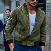 economico Giacche in Suede Sintetico-Per uomo Giubbotto bomber Giacca Casual Giacca in camoscio Vacanza Quotidiano Caldo Tasca Autunno Inverno Semplice Moda Classico Collo alla coreana Regolare Nero Rosso Blu marino Marrone Verde Giacca