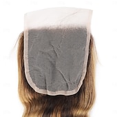 economico 3 ciocche con closure-3 fasci di capelli umani con mèches p4/27, extension di capelli umani sciolti e profondi con chiusura 4*4 per donne nere