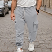 economico Carico-Per uomo Pantaloni da Tuta Cargo Pantaloni da tuta Pantaloni in Pile Joggers Pantaloni Coulisse Elastico in vita Multi-tasche Semplice Traspirante Lunghezza intera Casuale Quotidiano All'aperto Moda