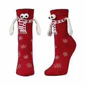 abordables calcetines caseros-Calcetines magnéticos navideños de edición invernal, medias navideñas rojas con diseño de bufanda, calcetines decorativos magnéticos con forma de ojo grande para sujetar las manos, decoración festiva de Navidad y Halloween.