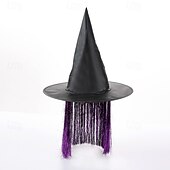 economico Costumi di Halloween per bambini-Bambini Ragazze Cappelli e berretti Dolce Halloween Quotidiano Blocco di colori Frangia con nappe Argento Nero