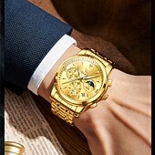 economico Orologi al quarzo-il nuovo orologio da lavoro con bracciale in acciaio inossidabile olevs con calendario luminoso, piccolo orologio al quarzo multifunzionale da 24 ore, tre lancette, orologio da polso sportivo da uomo
