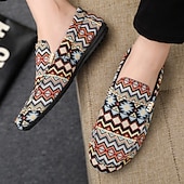 economico Mocassini casual-mocassini da uomo in jacquard multicolore con motivo a zigzag – scarpe casual slip-on alla moda per feste, vacanze e resort estivi