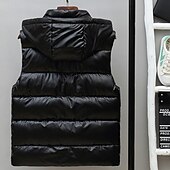 economico Gilet Puffer da Uomo-Per uomo Gilet imbottito Gilet Vacanza Quotidiano Data Moda Casual Autunno &amp; Inverno Tasca Nylon Caldo Confortevole Tinta unica Cerniera Con Cappuccio Vestibilità regolare Argento Nero Rosso Argento