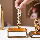 levne Sochy-1 ks 4,1*5,5 palcový zlatý zrcadlový leopardí úložný a dekorační kus na šperky vhodný pro zdobení nehtů, šperky, ozdoby a štětce na make-up