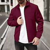 abordables Vestes Décontractées-Homme Veste Légère Veste gaufrée Veste Décontractée Vacances Quotidien Respirant Avec Poches Printemps Automne Uni Mode Classique Revers Régulier Noir Blanche Vin Vert foncé Kaki Veste