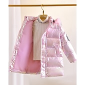 preiswerte Daunen- und Pufferjacke für Mädchen-Kinder Mädchen Daunenmantel Einfarbig Mode Fellbesatz Schule Mantel Oberbekleidung 4-12 Jahre Winter Rosa Purpur
