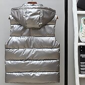 levne Pánská péřová vesta-Pánské Puffer Vesta Kamizelka Vesta Dovolená Denní Rande Módní Na běžné nošení Podzim zima Kapsy Polyester Zahřívací Pohodlné Pevná barva Zip Kapuce Běžný Stříbrná Černá Rubínově červená Tmav