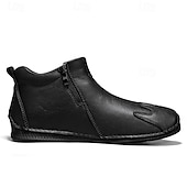 halpa Nilkkurit-Miesten ruskeat nahkaiset vetoketjulliset slip-on-kengät ainutlaatuisella pyöreällä kärjellä ja joustavalla pohjalla – retrohenkiset vapaa-ajan kengät matkoille, töihin ja jokapäiväiseen mukavuuteen.