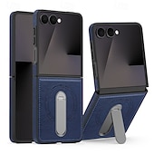 cheap Samsung Cases-Phone Case For Samsung Galaxy Z Flip 7 Z Flip 7 FE Z Flip 6 Z Flip 5 Z Flip 4 Back Cover Support Wireless Charging Kickstand Shockproof Retro TPU PU Leather