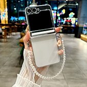 お買い得  サムスン用ケース-電話 ケース 用途 サムスンのギャラクシー Zフリップ7 Zフリップ6 Z Flip 5 バックカバー ストラップ付き ワイヤレス充電をサポート 耐衝撃 レトロ風 PC