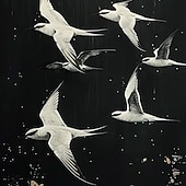 cheap Animal Paintings-Handmade Original Flying Bird Oil Painting On Canvas Abstract Animal Wall Art for Home Decor With Stretched Frame Without Inner Frame Painting