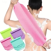 abordables Accessoires pour salle de bains-Lot de 4 serviettes exfoliantes pour le dos - lingettes nettoyantes extra-longues avec tissu exfoliant doux, exfoliation douce pour les zones difficiles d&#039;accès, durables, couleurs vives, conception à