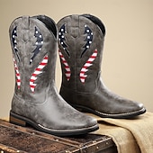 economico Stivali da cowboy e occidentali-Per uomo Stivali Stivali da Cowboy Retrò Camminata Vintage Casual All'aperto Quotidiano Pelle PU Camoscio Confortevole Antiscivolo Caldo Stivali a Metà Polpaccio Slip-on Nero Marrone Cachi Estate