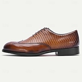 abordables Chaussures de Costume Classiques-Chaussures richelieu à lacets en cuir de vachette marron pour homme, idéales pour les mariages, le bureau et les événements formels.