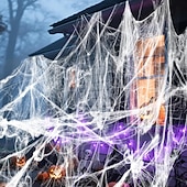 billige Halloween utendørsdekor-175 kvadratmeter stort halloween-edderkoppnett, bonus med 100 kunstige edderkopper, edderkoppnett i stoff, spindelvev-halloween-dekor for innendørs og utendørs festutstyr