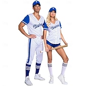 cheap Profession &amp; Uniform Costumes-Striped Sports Baseball Uniform Party Outfit COS Sexy Cheerleading Uniform Cheerleading Uniform Halloween Costume