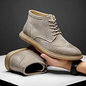 economico Stivaletti alla caviglia-stivaletti brogue in pelle scamosciata grigia da uomo, scarpe eleganti retrò con lacci, casual, per abbigliamento business e casual elegante