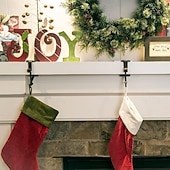 cheap Stockings &amp; Holders-Adjustable Christmas Garland and Stocking Hanger 2 In 1 Fireplace Hanger, Metal Christmas Stocking Holder, No Drill, Fits 0.5&quot; to 8.5&quot; Mantles, Holds Up to 20 Lbs