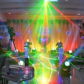 tanie światła projektora gwiazdy galaktyki-48 wzorów, czerwony, zielony, laserowy, dynamiczny wzór, dekoracja imprezowa, światło aktywowane dźwiękiem, zdalne sterowanie, tryb samoczynnego przepływu, transmisja na żywo, oświetlenie studyjne,