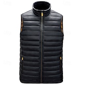 preiswerte Herren Steppweste-Herren Steppweste Weste Gilet Urlaub Täglich Date Mode Lässig Winter Tasche Polyester Warm Bequem Einfarbig Reisverschluss Stehkragen Normale Passform Schwarz Wein Armeegrün Dunkelblau Weste