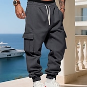 economico Carico-Per uomo Pantaloni da tuta Pantaloni in Pile Joggers Pantaloni invernali Pantaloni da Tuta Cargo Coulisse Tasca Elastico in vita Semplice Comodità Caldo Sport all'Aperto Quotidiano Moda Casual Nero