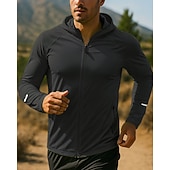 abordables Chaquetas de correr-Hombre Chaqueta para correr Chaqueta para exteriores Chaqueta con capucha Bolsillo Correa Manga Larga Camiseta Ropa Deportiva Resistente al Viento Secado rápido Dispersor de humedad Transpirable