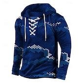 preiswerte Jagdhoodies-Herren Tarnung Kapuzensweatshirt Pullover Klassisch Militär Mit Kapuze Jagd Blau Grün Kordelzug Herbst Winter Designer