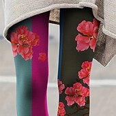 economico -Per donna Pantaloni Leggings Leggings comodi Streetwear Casual Lunghezza intera Vita Alta Floreale Elastico in vita Stampato Traspirabilità Confortevole Elasticizzato Vacanza Streetwear Abbigliamento