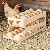 Недорогие Кухонная утварь и гаджеты-Двухслойный контейнер для яиц большой вместимости – контейнер для хранения в бытовом холодильнике, органайзер для продуктов на кухонной столешнице, в шкафу и холодильнике, вмещает около 40–48 яиц