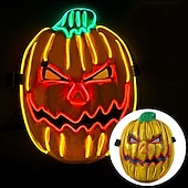 olcso Halloween kellékvilágítás-1 db 28 * 21 cm-es halloweeni led hidegfényű tökfej horror led világító maszk beltéri és kültéri csapattánc tökfej dekoratív kellék AA elemdoboz