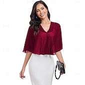 economico Scialle del Capo-scialli e mantelle trasparenti per feste serali formali, mantelle in chiffon con scollo a V per donne, scialle per invitati a matrimoni