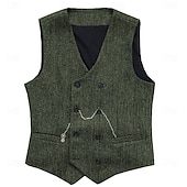 abordables Gilets-Homme Gilet Formel Vacances Quotidien Fête de mariage Mode Classique Printemps Automne Avec Poches Boutons Polyester Confortable Uni Chevrons Double Boutonnage Col en V Coupe Slim Noir Rouge bleu