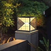 رخيصةأون ضوء البريد-مصباح حائط خارجي LED مربع أبيض دافئ مصباح عمود خارجي مقاوم للماء مصابيح عمود الفناء للمنزل والشرفة والفناء الخارجي والمرآب والفناء الخارجي مصابيح عمود الفانوس