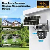 cheap Indoor IP Network Cameras-Outdoor Solar-powered Camera With Smart Ai Alerts Wifi Camera With Dual Lenses 360 View Of Home Security System With Human Detection Automatic Tracking Colour Night Vision And Pir Sensor.