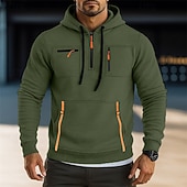 economico Felpa Tattica-Per uomo Felpa con cappuccio Felpa con cappuccio a zip intera Felpa con cappuccio in pile Felpa con cappuccio tattica Nero Verde militare Blu marino Cachi Grigio chiaro Con Cappuccio Semplice