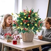 abordables Couronnes, Guirlandes &amp; Décorations-urne de remplissage pour sapin de Noël artificiel pré-éclairé, 8 modes &amp;Piquets d&#039;arbre de Noël alimentés par batterie et minuterie adaptés aux allées, patios, jardins, fêtes d&#039;anniversaire,