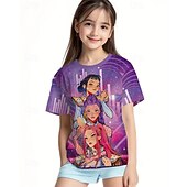 preiswerte Mädchen 3D Cartoon-K-Pop Demon Hunter, trendiges Anime-T-Shirt für Mädchen im Sommer, kurzärmelig, atmungsaktiv und bequem, bedrucktes Kindermode-T-Shirt, Freizeitkleidung, verspielter Stil, süßes Design, lustige