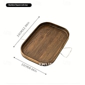 baratos Materiais de Construção-Mesa de apoio para sofá de bambu art déco, mesa lateral dobrável portátil com encaixe, estrutura de metal, sem necessidade de eletricidade, prateleira de bebidas de bambu marrom para sofá e mesas de