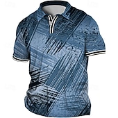 baratos polo masculino plus size-Homens Tamanho Grande Camiseta Polo Grande e Alto Estampas Abstratas Aberto para a Lateral Imprimir Manga Curta Primavera Verão Esportes Moda Roupa de rua Designer Ao ar livre Rua Blusas