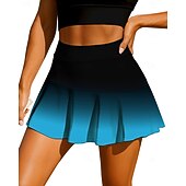 baratos Saias e Skorts Femininos-Mulheres Gradiente Arte abstrata Saia de tênis Sem Manga Patchwork Bolsos 2 em 1 UPF50+ Resistente a UV Multicamada Voleibal Tênis Badminton Calção Saias Azul Azul Céu Vermelho Rosa Roupas de tênis