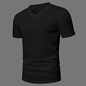 billiga grundläggande t-shirts-Herr T-shirt i bomullsblandning Kortärmad Kort ärm V-hals Sommar Alla årstider Ensfärgat Slät Designer Grundläggande Modernt Modernt V-ringad Semester Gata Ledigt Svart Vit Grön Topp t-shirt för män